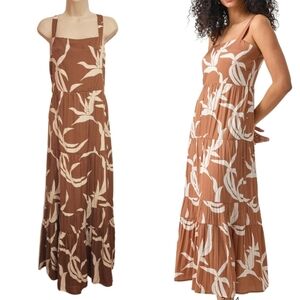 Sanctuary Tropical Floral Maxi Dress Brown Beige Size 12